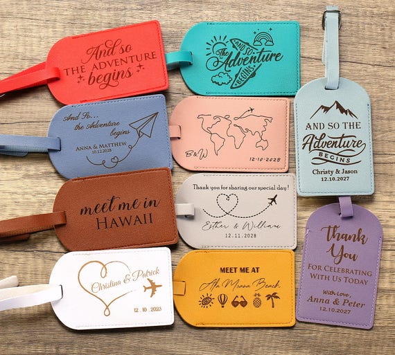 Set of 10 Bulk Personalized Wedding Favors for Guests, Custom Couple  Luggage Tags, Bridal Shower Gift, Party Favors, Business Promotional