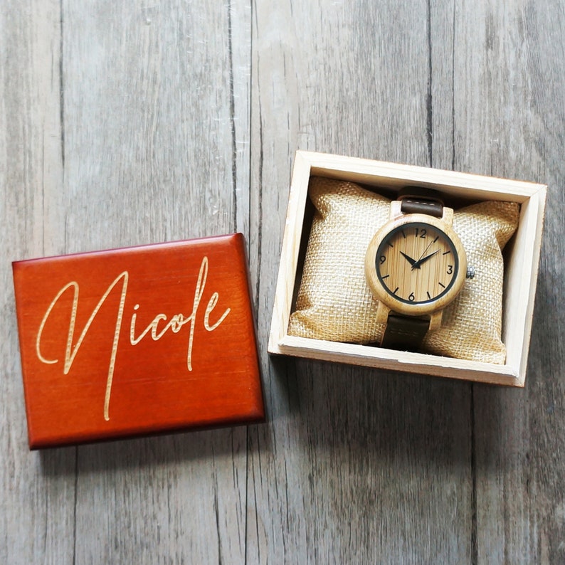 Wooden Womens Watch with Optional Wooden Box, Personalized Watches for Women, Bridesmaid Gift, Girlfriend Gift, Mother Gift, Christmas Gift image 4