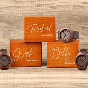 Groomsmen Watch, Personalized Walnut Wooden Watch, Groomsmen Proposal Gifts, Optional Watch Box, Custom Groomsman Gift, Best Man Gift image 6