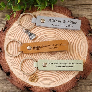 Set van 5 10 100 sleutelhanger trouwbedankjes voor gasten, gepersonaliseerde leren sleutelhanger, vrijgezellenfeestcadeaus, bulk feestartikelen, weggeefcadeaus