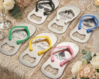 Bulk Personalized Flip Flop Bottle Opener, Beach Wedding Favors for Guests, Fun Destination Wedding Gifts, Practical Summer Bridal Shower