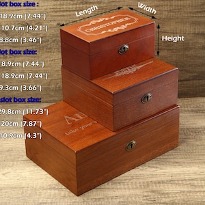 Personalisierte Uhrenbox mit Schloss und Schlüssel, Geschenk für Papa, Uhrenbox mit Gravur aus Holz, Uhrenbox für Männer, Geschenk für Männer, Jubiläumsgeschenk Bild 9