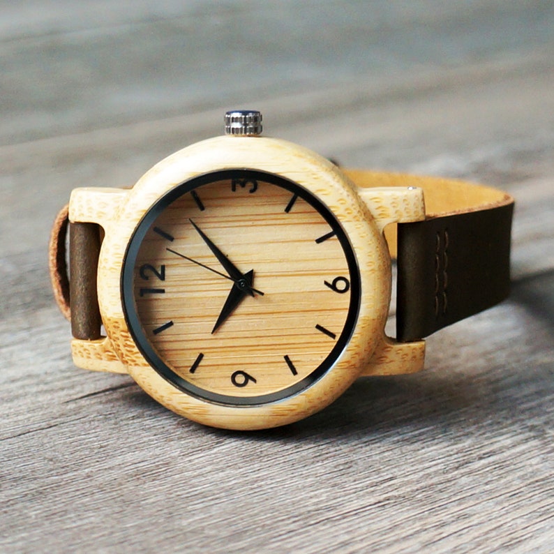 Reloj de madera para mujer con caja de madera opcional, relojes personalizados para mujer, regalo de dama de honor, regalo de novia, regalo de madre, regalo de Navidad imagen 3