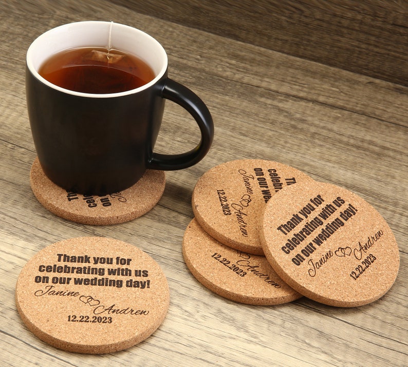 Bulk Personalized Cork Coasters Wedding Favors for Guests Etsy