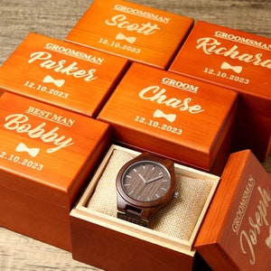 Groomsmen Watch, Personalized Walnut Wooden Watch, Groomsmen Proposal Gifts, Optional Watch Box, Custom Groomsman Gift, Best Man Gift image 3