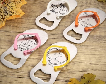 5/10/100 Beach Wedding Favors for Guests, Personalized Flip Flop Bottle Opener, Fun Destination Wedding Gift, Unique Bridal Shower Favors