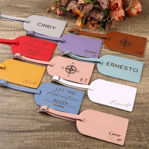 Set of 5 10 50 Custom Name Luggage Tags, Name Place, Personalized Bridesmaid Gifts, Bulk Wedding Favors, Bridal Shower Gifts, Giveaway Gifts