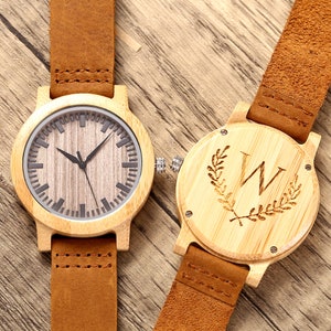 Custom Watches for Men, Personalized Bamboo Wooden Watch, Wooden Box, Groomsman Watch, Best Man Gift, Groomsmen Proposal Gift, Groom Gift