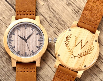 Montres personnalisées pour hommes, montre en bois de bambou personnalisée, boîte en bois, montre Groomsman, cadeau du meilleur homme, cadeau de proposition de Groomsmen, cadeau de marié