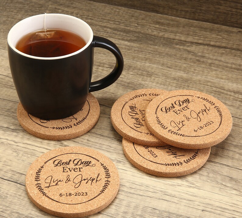 Bulk Personalized Cork Coasters Wedding Favors for Guests Etsy