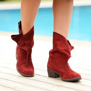 Women Stylish Boots - Vintage Style Women Boots - Genuine Leather Women Boots -  Suede Women Boots- + You Use Double Style!