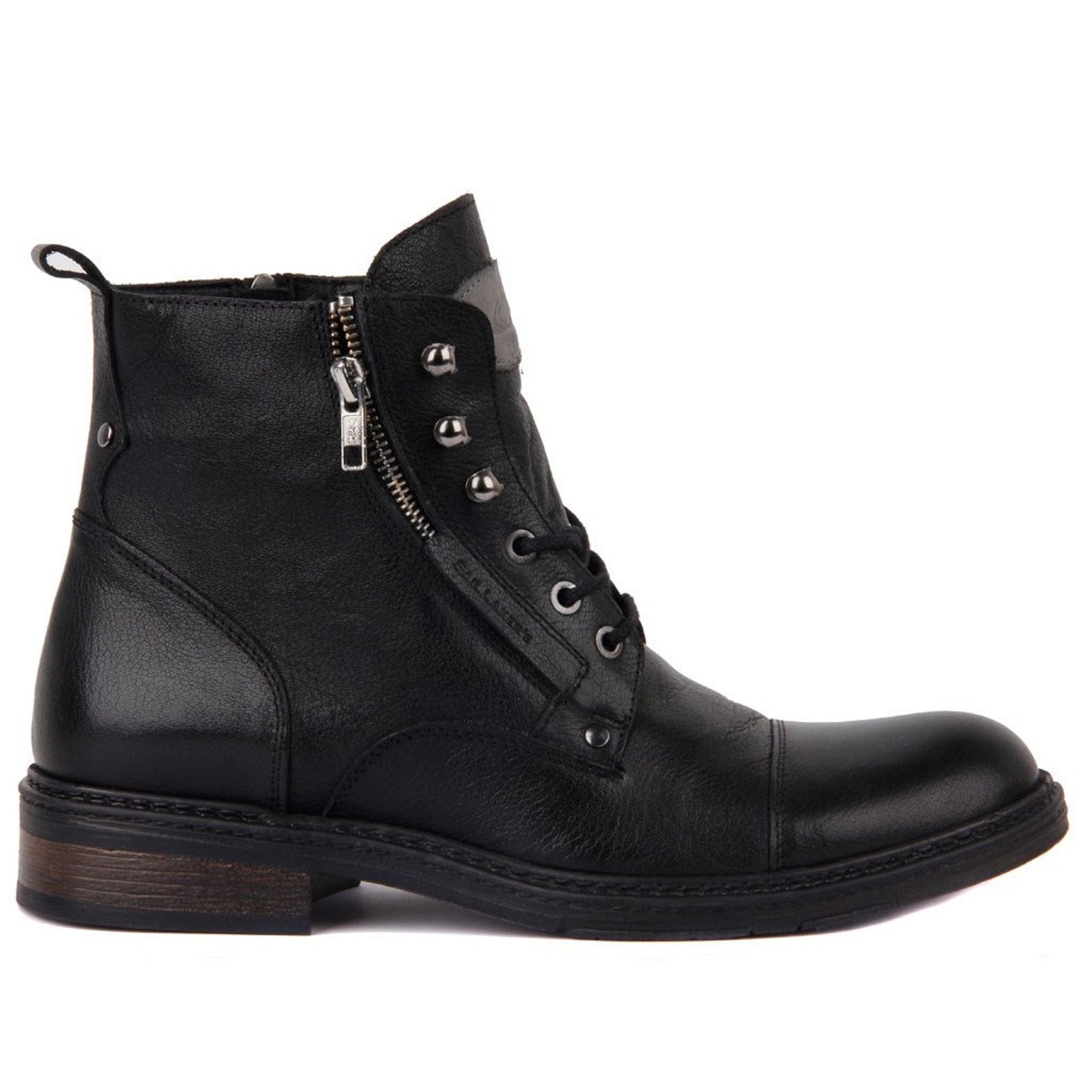 Mens Leather Boots Handmade Boots Zipper Geniune Leather Etsy