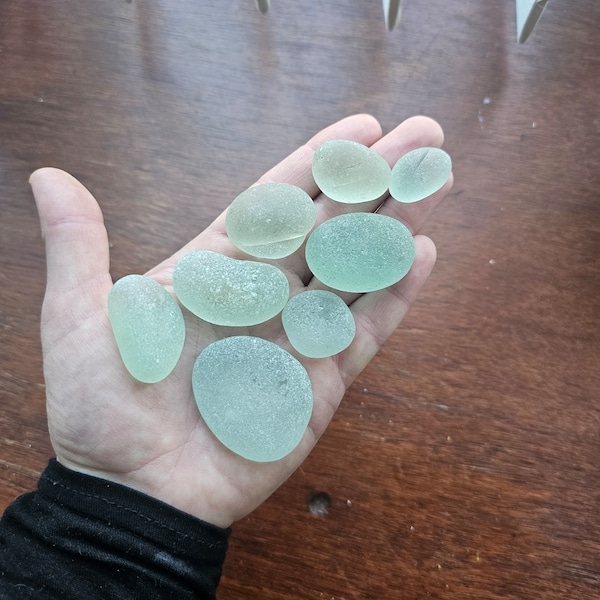 8 large Seaglass chunks aqua shaded pieces Seaglass Collection. Seaglass sea worn by the English North Sea