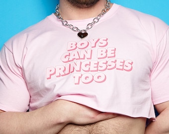 Boys can be princesses on pink - crop-top.