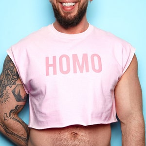 HOMO rosa sobre rosa flocado - crop top.