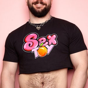 Cute graphic on black - crop top