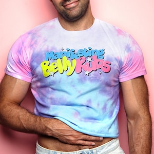 Manifesting belly rubs on tie-dye - tshirt crop top