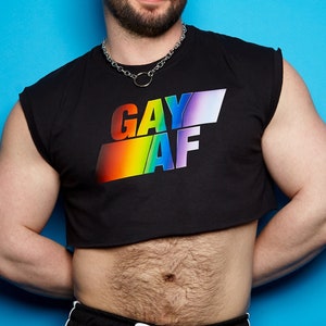 Gay AF on black - sleeveless crop-top.