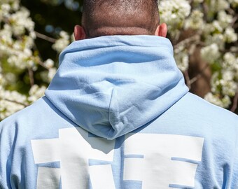 HOMO in Japanese Hoodie White on Light Blue. Etsy