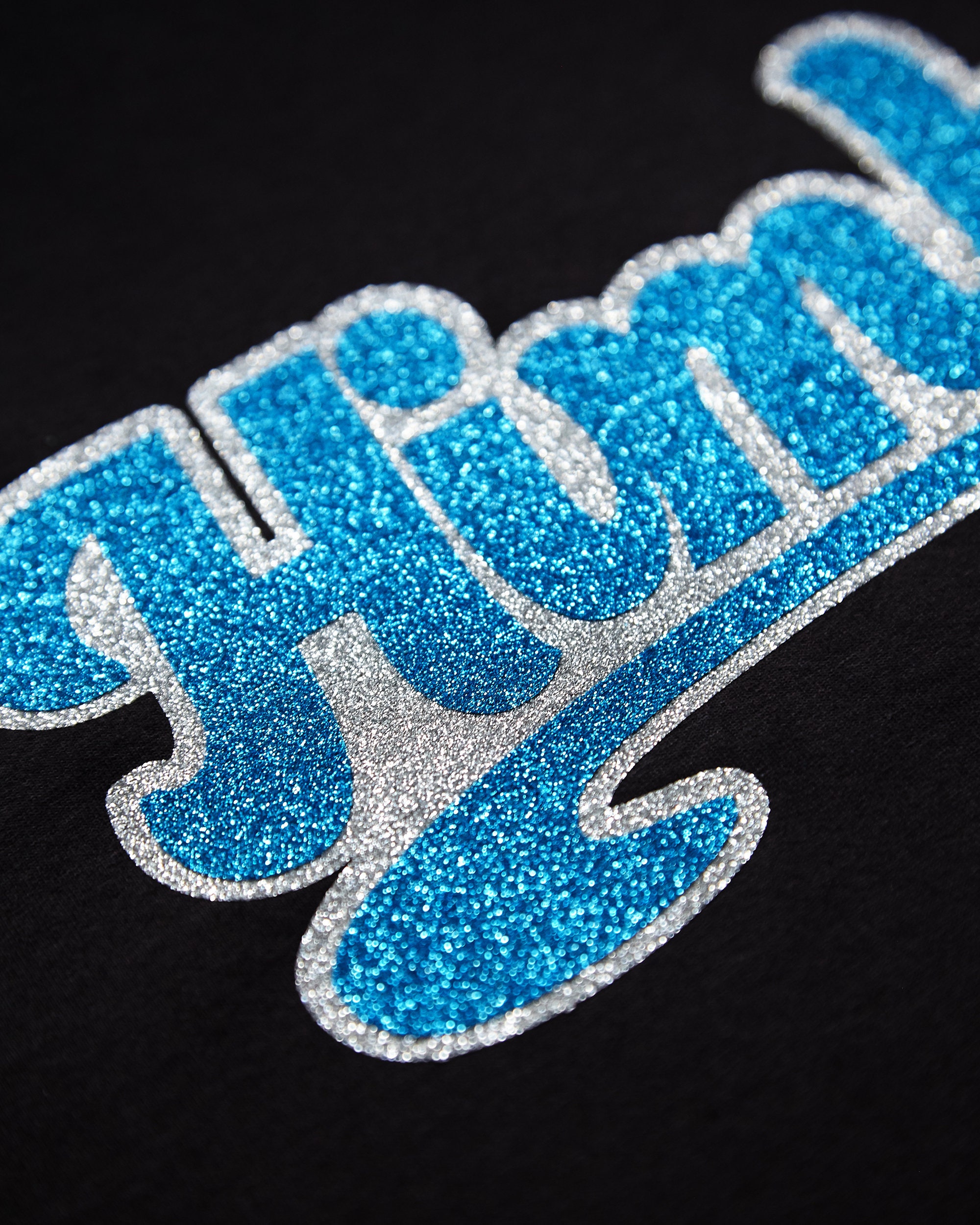 Himbo, Blue/silver Glitter on Black - Sleeveless Crop-top Himbo, Blue/silver Glitter on Black - Sleeveless Crop-top