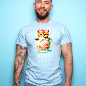 Puta teacup kitten - light blue tshirt