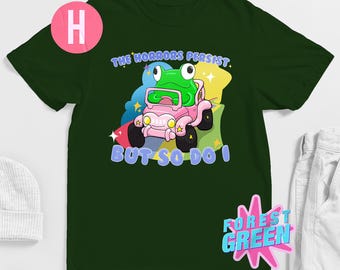 Lustiges Frosch-T-Shirt: The Horrors Persist, Alberner Frosch im Auto Tee