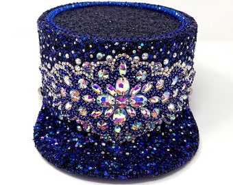Royal Stardust Legion Hat, Royal blue, Glitter hat, Crystals, Festival hat, Festival accessories, Carnival, Stage wear, Festival outfit