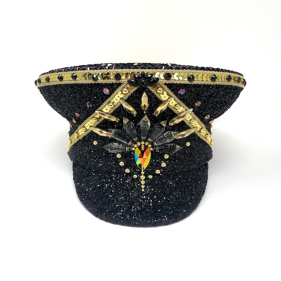 Sequin Captain Hat, Festival Costume, Embellished Military  display picture 3