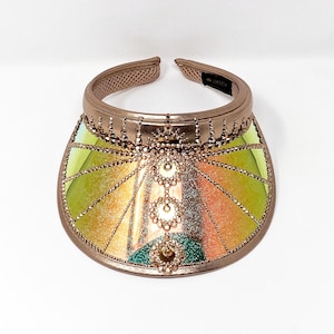 Gold Symbolic Disco Visor, Festival hat, Party hat, Festival outfit, Rave hat, Crystals, Festival accessories, Boomtown, Burning man