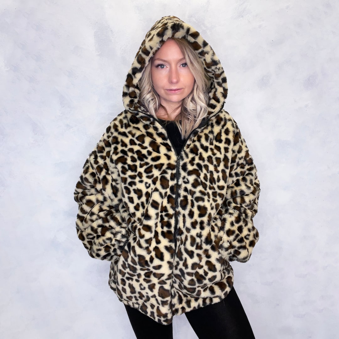 Leopard Print Faux Fur Jacket in Brown main image 1
