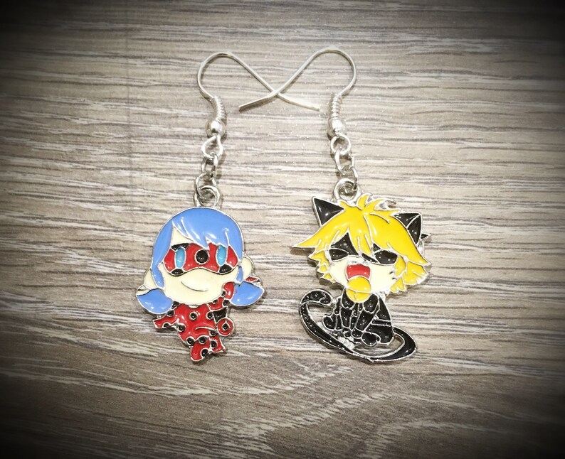 Miraculous Ladybug And Cat Noir Anime Style Earrings