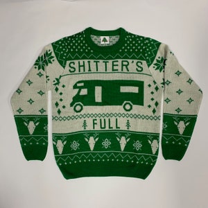 Christmas Vacation Shitter s Full Ugly Christmas Sweater Green Etsy