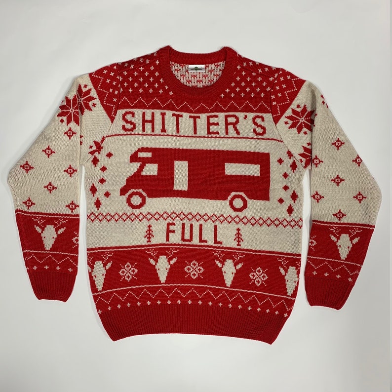 Christmas Vacation Shitter's Full Ugly Christmas Sweater Red image 1