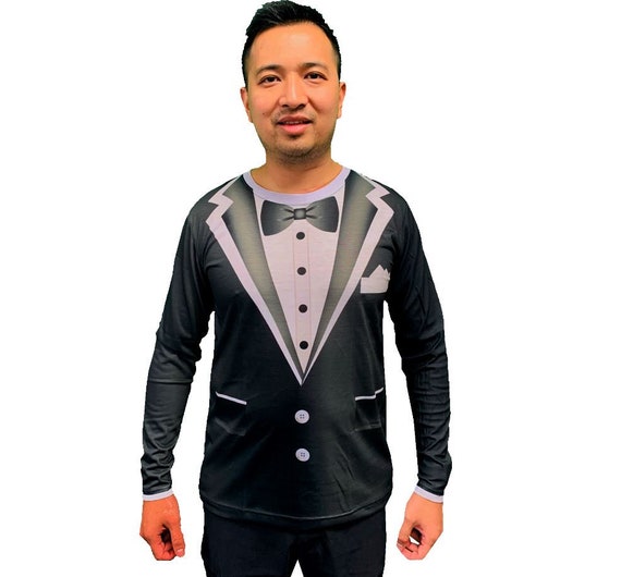 Long sleeve tuxedo t shirt top