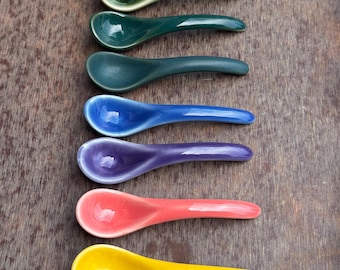 Small Ceramic Spoons – Coffee, Salt, Sugar Scooping Utensils (Dishwasher Safe)