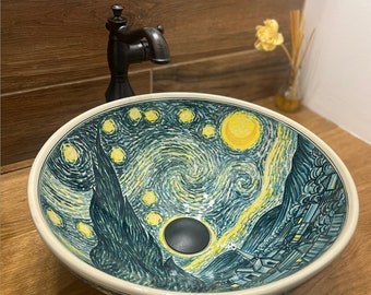 Ceramic sink/ bathroom sink/ vanity/ hand painted/ handmade USA stock !!!