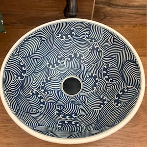Ceramic sink/ bathroom sink/ vanity/ hand painted/ handmade USA stock !!!