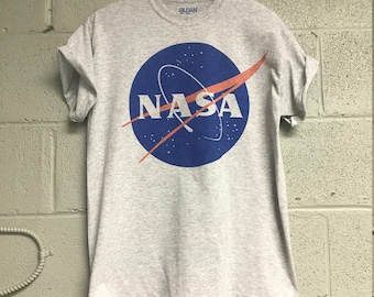 Nasa Meatball logo Heather ash gray T shirt