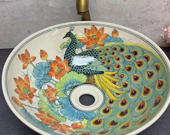Ceramic sink/ bathroom sink/ vanity/ hand painted/ handmade USA stock !!!