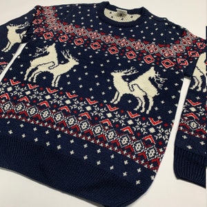 Reindeer Funny Ugly Christmas Sweater Navy - Etsy