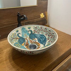 Ceramic sink/ bathroom sink/ vanity/ hand painted/ handmade USA stock !!!