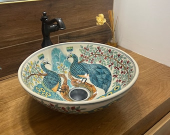 Ceramic sink/ bathroom sink/ vanity/ hand painted/ handmade USA stock !!!