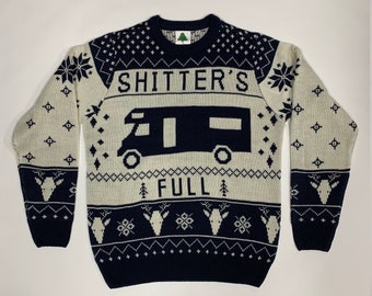 Christmas Vacation Shitter's Full Ugly Christmas Sweater Navy