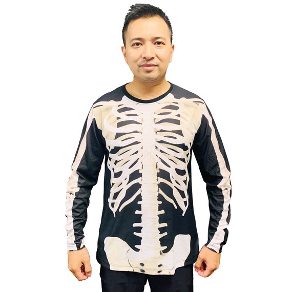 Disfraz de halloween esqueleto manga larga Camisa de hombre