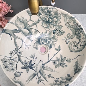Ceramic sink/ bathroom sink/ vanity/ hand painted/ handmade USA stock !!!