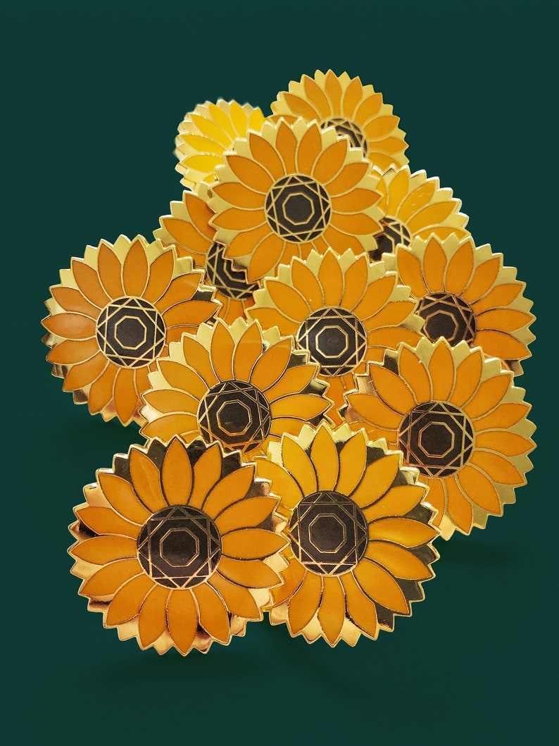 Sunflower Hard Enamel Pin // Floral Pin // Botanical Pin Etsy