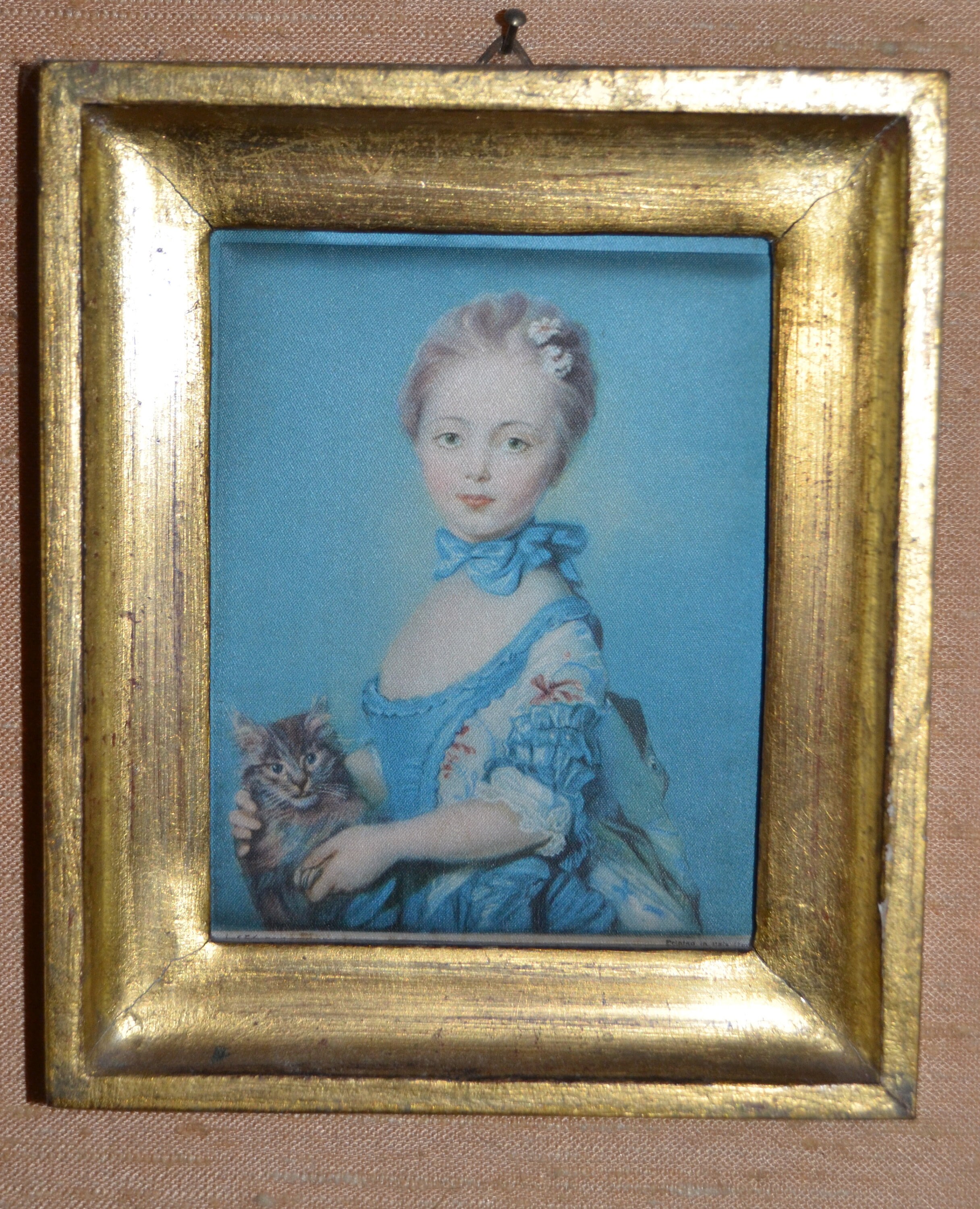 Miniature On Silk Young Lady With Kitten