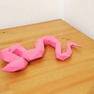 Snake paper model - downloadable pdf - print at home paper model - animal papercraft - paper sculpture - low poly - model kit