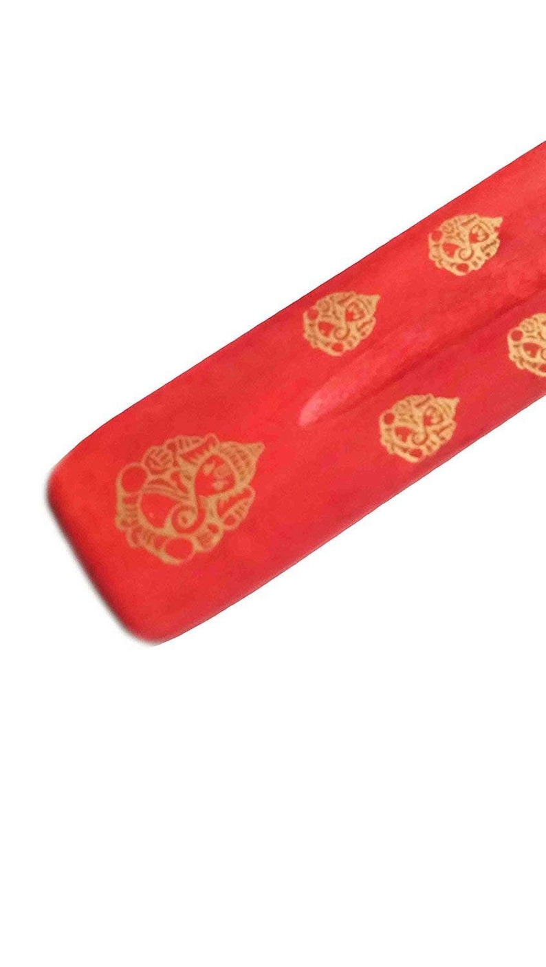 with Ganapati Statue Design on it Handmade 10 Inch Whopper Set of 2 Incense Burner Traditional Incense Stick Holder color Red