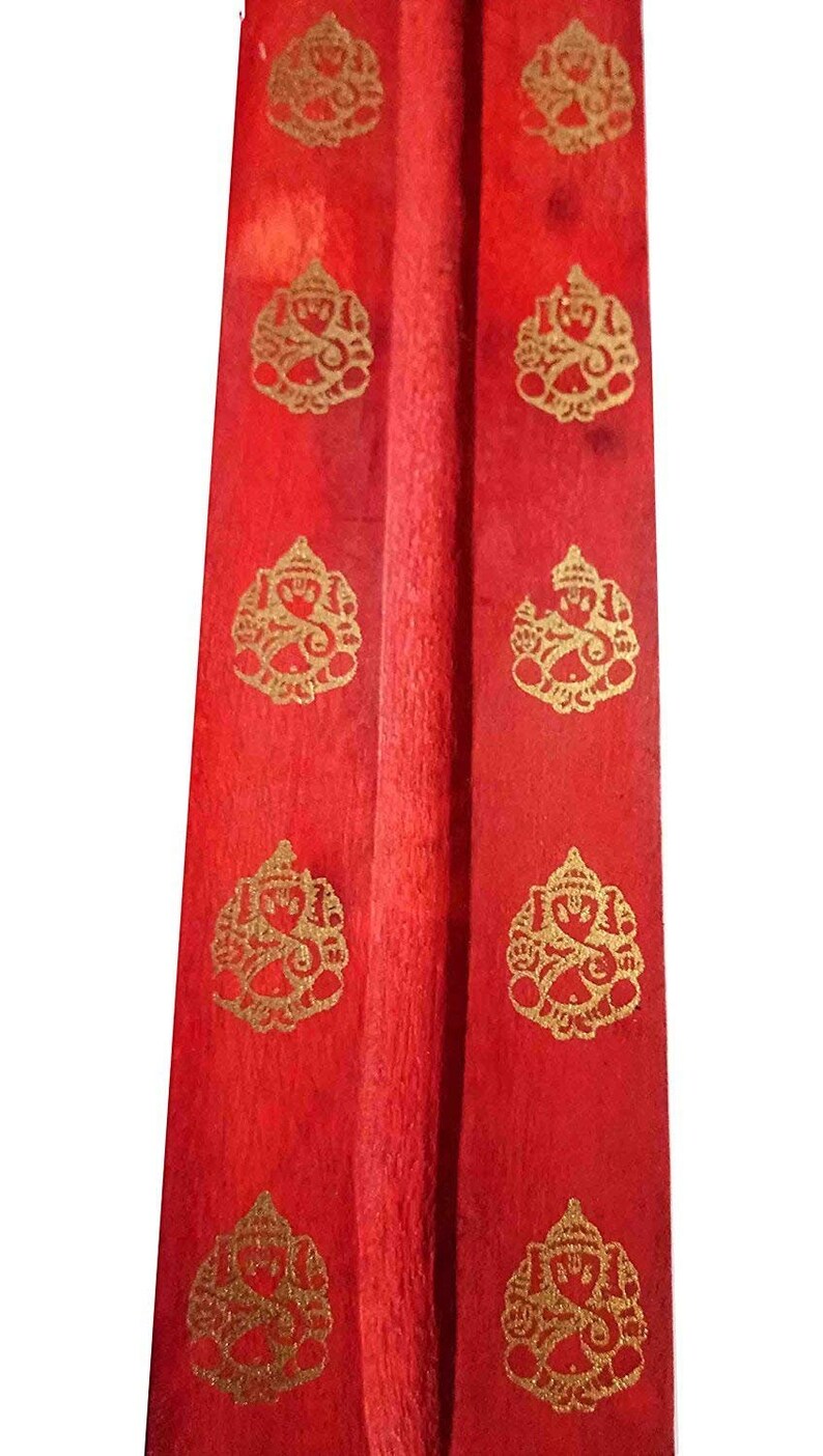 with Ganapati Statue Design on it Handmade 10 Inch Whopper Set of 2 Incense Burner Traditional Incense Stick Holder color Red